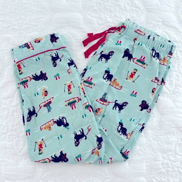 Lands End Holiday Christmas Dog Flannel Pajama Bottoms Pants Women’s Large L - Picture 3 of 3